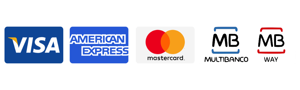 visa, american express, mastercard, multibanco and mbway.